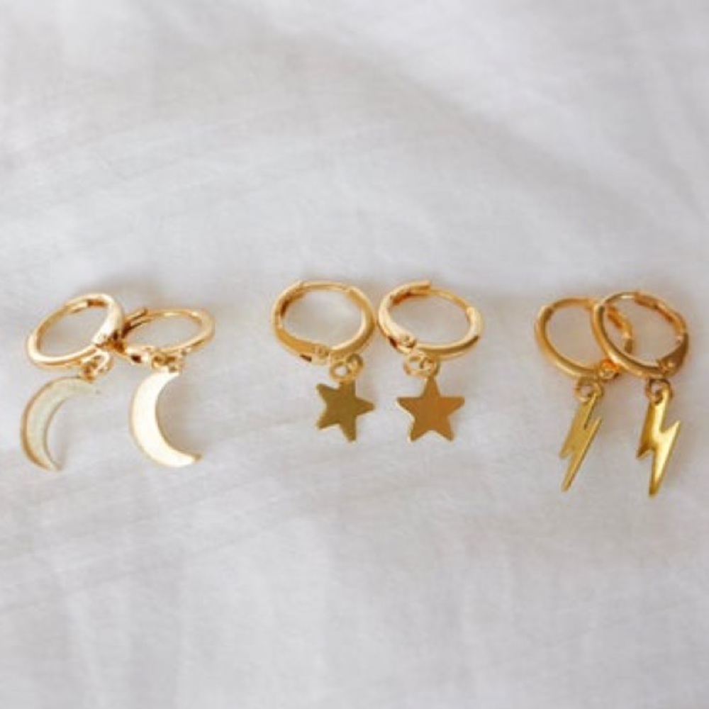 Gold Star Moon & bolt Huggies set